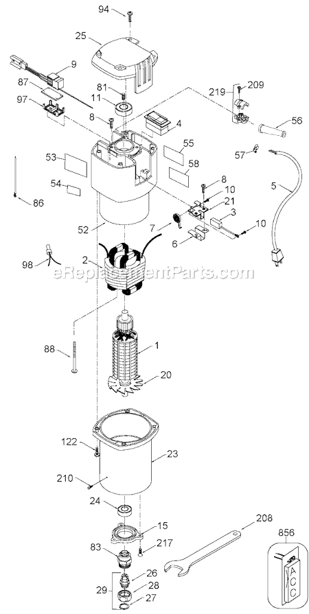 Page B Diagram and Parts List for 7519 Type 3 Black and Decker Router